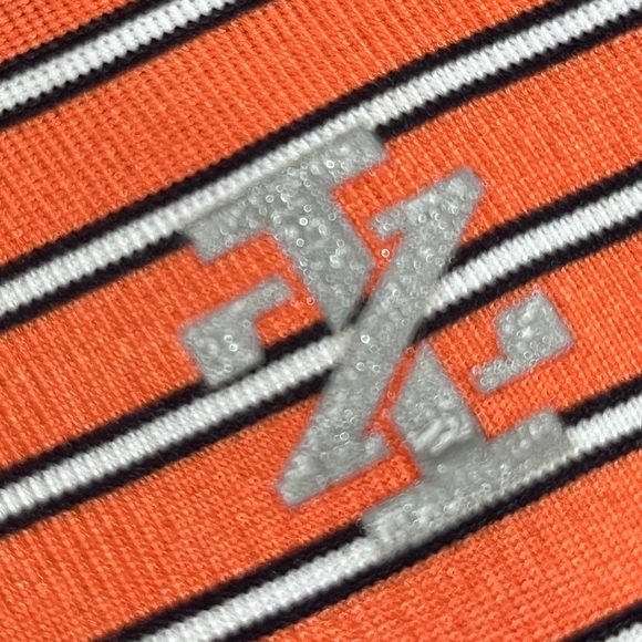 Izod Golf Salmon Orange White & gray Striped Polo Shirt 2XL - Picture 8 of 11